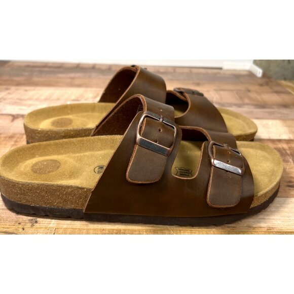 ChusionAire Two Strap Leather Sandals In Dark Brown Womens 8.5M - Picture 4 of 7